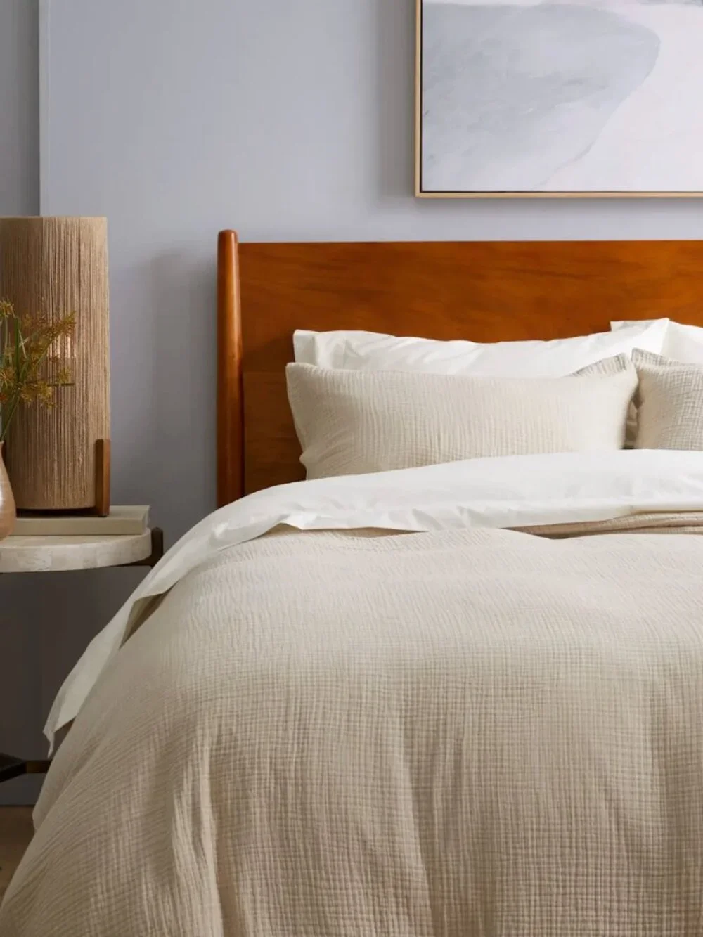 Quince Organic Airy Gauze Duvet Cover Set Queen - Color Dune
